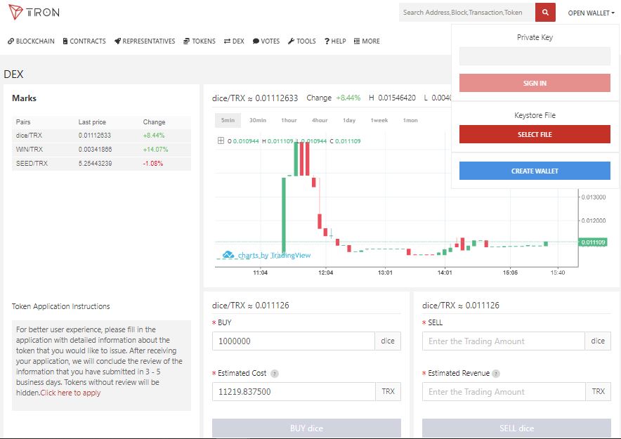 Trons (TRX) Decentralized Exchange is Now Live on TronScan