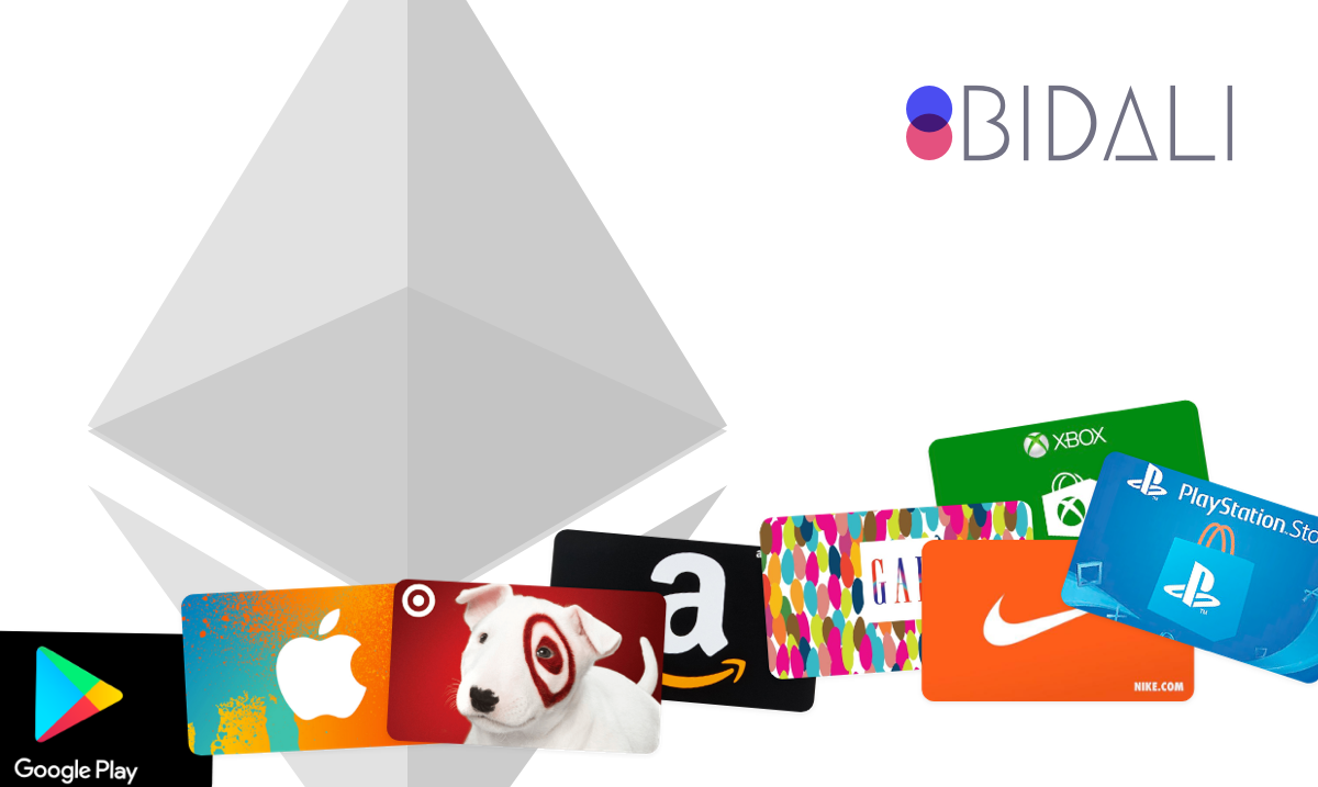 Bidali now allows you to buy gift cards from over 100 top brands with Ethereum