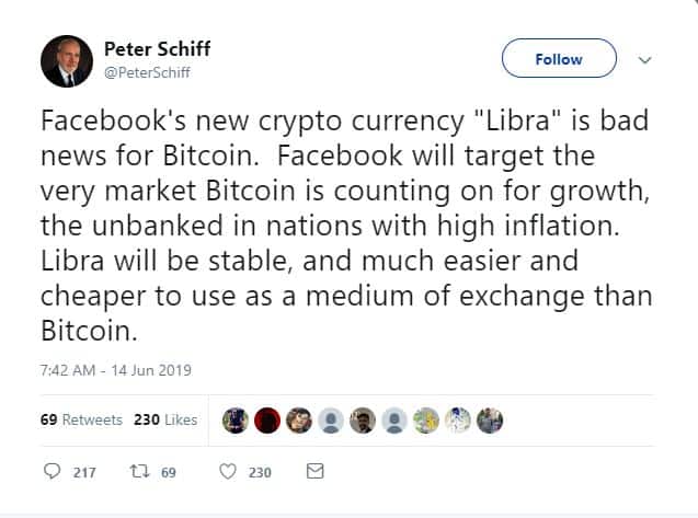 Goldbug Schiff: Facebook's Crypto Will be Bad for Bitcoin (BTC) 11